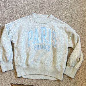 Gray Sweatshirt with Blue Paris France Print